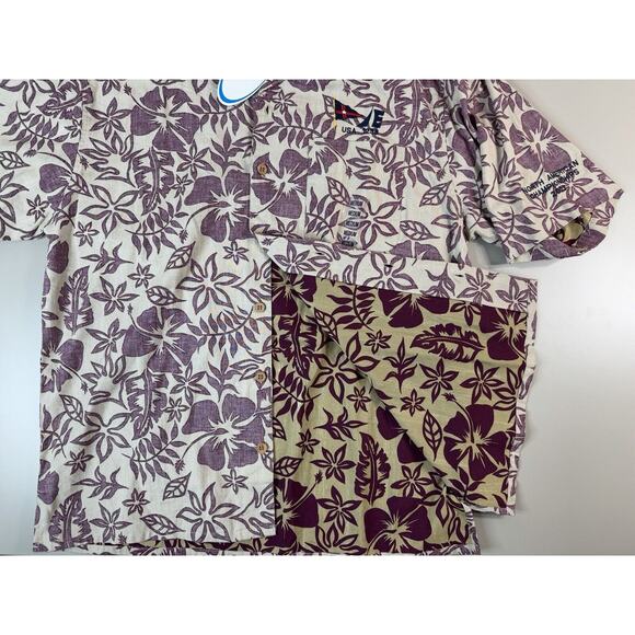VTG 2003 OP Hawaiian Aloha Shirt XL Red USA Sailing Regatta Tropical Floral Y2K - Picture 8 of 13
